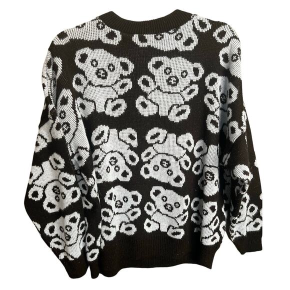 Vintage 80's Teddy Bear Oversize Knit Sweater Kawaii Fairy Kei USA XL RARE - Picture 1 of 9
